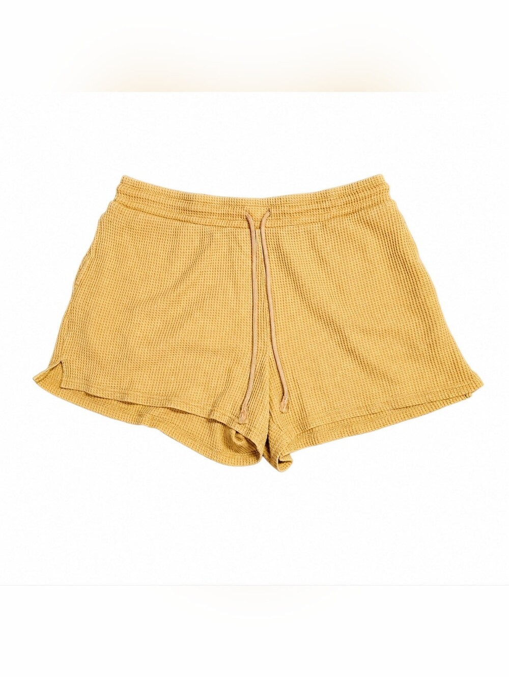 Terra & Sky Mustard Waffle Knit Lounge Shorts 0X